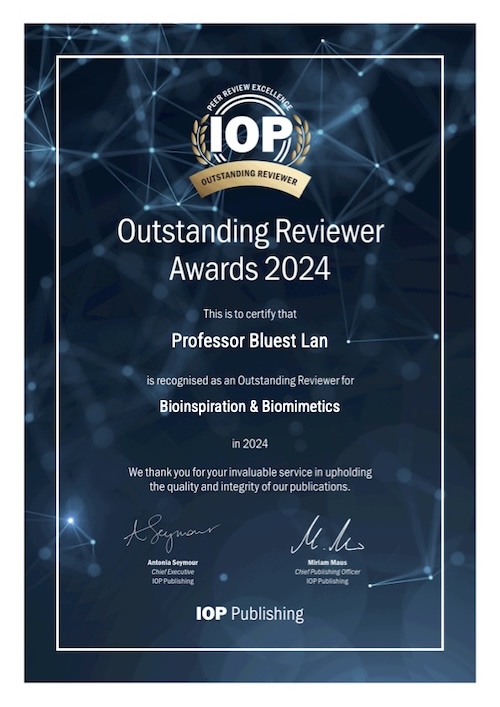 Dr Lan Awarded Outstanding Reviewer Award